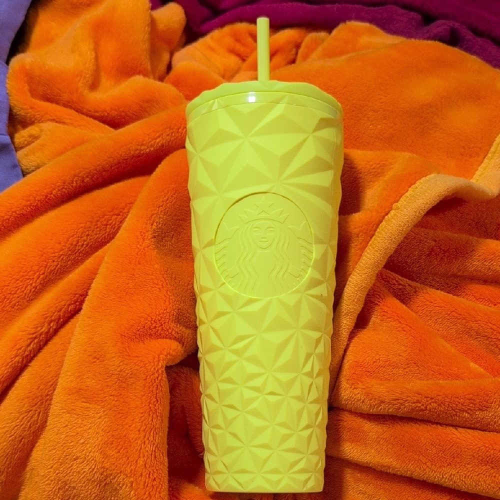 Starbucks Neon Yellow Geometric Studded Tumbler with Straw